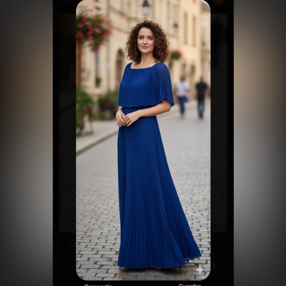 AKIRA Royal Blue Pleated Maxi Dress